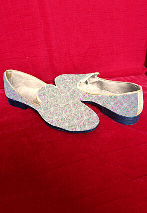 Embroidered Georgette Men Loafer in Off White