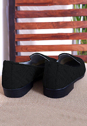 Embroidered Georgette Mojari in Black