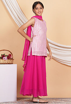 Embroidered Georgette Pakistani Suit in Baby Pink