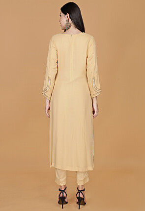Embroidered Georgette Pakistani Suit in Beige