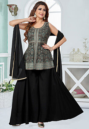 Embroidered Georgette Pakistani Suit in Black