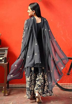 Embroidered Georgette Pakistani Suit in Black