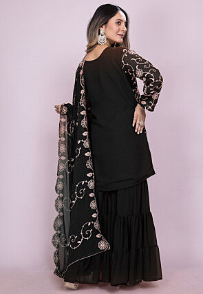 Embroidered Georgette Pakistani Suit in Black