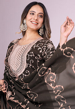 Embroidered Georgette Pakistani Suit in Black
