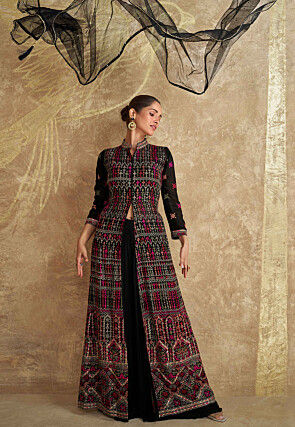 Embroidered Georgette Pakistani Suit in Black