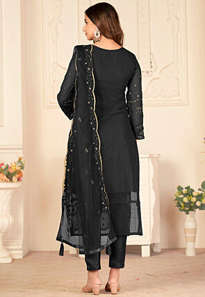 Embroidered Georgette Pakistani Suit in Black