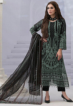 Embroidered Georgette Pakistani Suit in Black