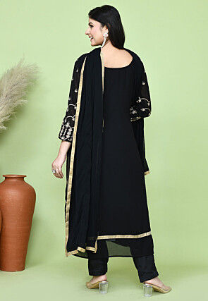 Embroidered Georgette Pakistani Suit in Black