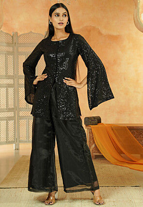 Embroidered Georgette Pakistani Suit in Black