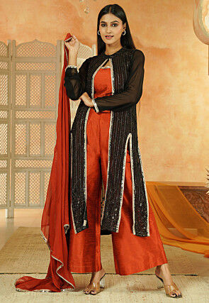 Embroidered Georgette Pakistani Suit in Black