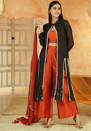 Embroidered Georgette Pakistani Suit in Black