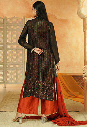 Embroidered Georgette Pakistani Suit in Black