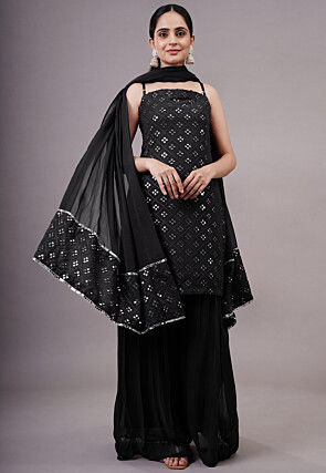 Embroidered Georgette Pakistani Suit in Black