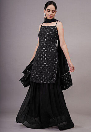 Embroidered Georgette Pakistani Suit in Black