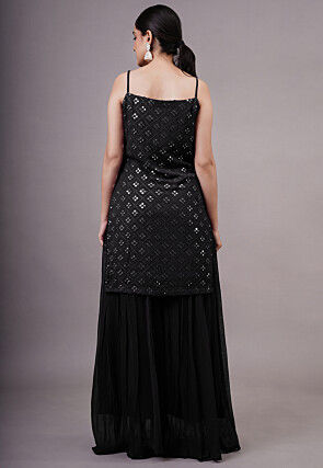 Embroidered Georgette Pakistani Suit in Black