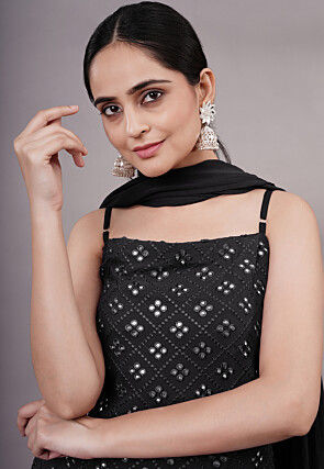 Embroidered Georgette Pakistani Suit in Black