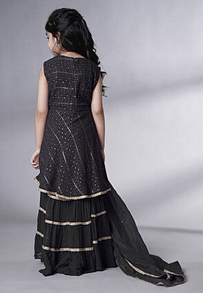 Embroidered Georgette Pakistani Suit in Black