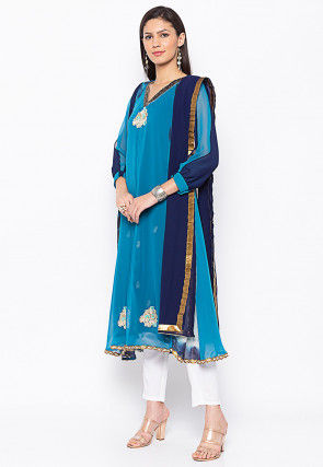 Embroidered Georgette Pakistani Suit in Blue