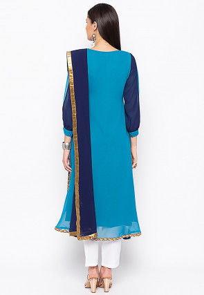 Embroidered Georgette Pakistani Suit in Blue