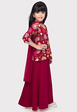 Embroidered Georgette Pakistani Suit in Dark Fuchsia