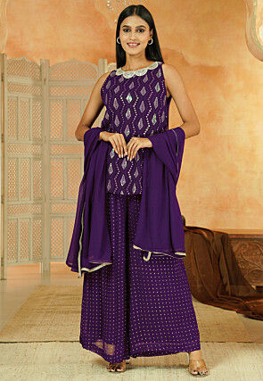 Embroidered Georgette Pakistani Suit in Dark Purple