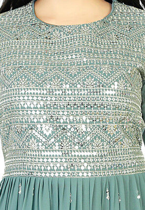 Embroidered Georgette Pakistani Suit in Dusty Blue