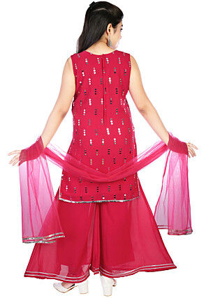 Embroidered Georgette Pakistani Suit in Fuchsia