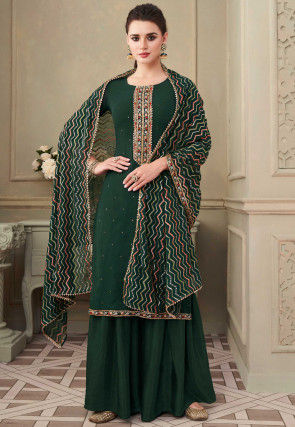 Embroidered Georgette Pakistani Suit in Green