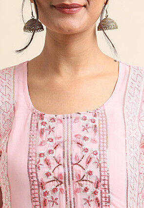 Embroidered Georgette Pakistani Suit in Light Pink
