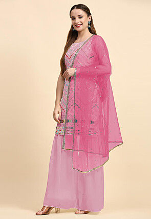 Embroidered Georgette Pakistani Suit in Light Pink