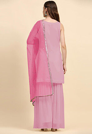 Embroidered Georgette Pakistani Suit in Light Pink