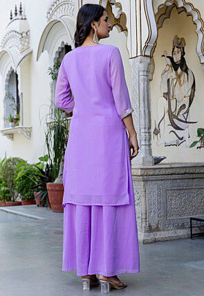 Embroidered Georgette Pakistani Suit in Light Purple