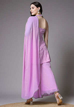 Embroidered Georgette Pakistani Suit in Light Purple