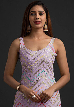 Embroidered Georgette Pakistani Suit in Light Purple