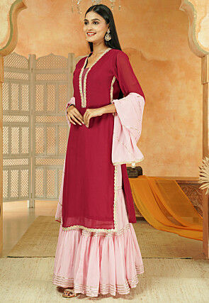Embroidered Georgette Pakistani Suit in Magenta