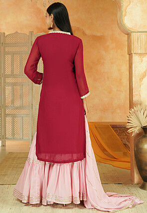 Embroidered Georgette Pakistani Suit in Magenta