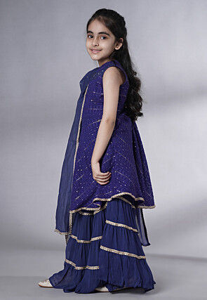 Embroidered Georgette Pakistani Suit in Navy Blue