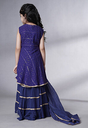 Embroidered Georgette Pakistani Suit in Navy Blue