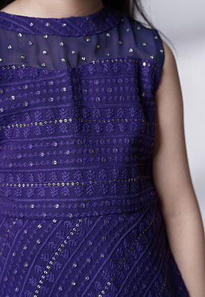 Embroidered Georgette Pakistani Suit in Navy Blue