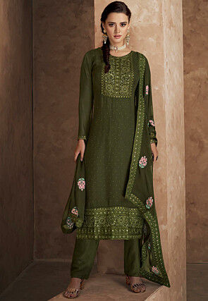 Popular Mehndi Salwar Kameez and Mehndi Salwar Suit Online Shopping