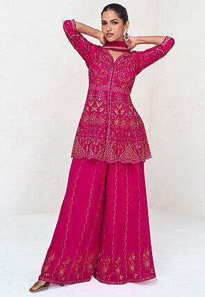 Embroidered Georgette Pakistani Suit in Pink