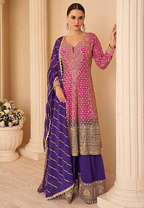 Embroidered Georgette Pakistani Suit in Pink