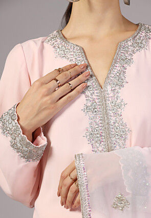 Embroidered Georgette Pakistani Suit in Pink