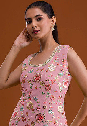 Embroidered Georgette Pakistani Suit in Pink