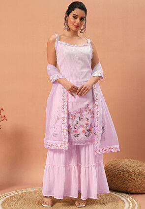 Embroidered Georgette Pakistani Suit in Purple