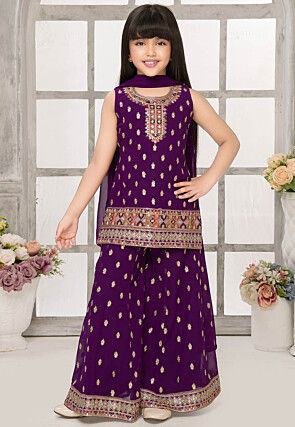 Embroidered Georgette Pakistani Suit in Purple