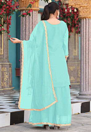 Embroidered Georgette Pakistani Suit in Sea Green