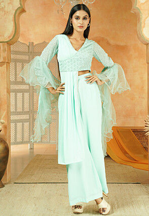 Embroidered Georgette Pakistani Suit in Sky Blue