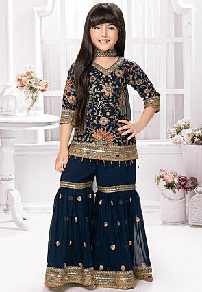 Embroidered Georgette Pakistani Suit in Teal Blue