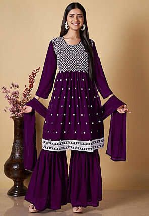 Purple Georgette Salwar Suits: Buy Latest Designs Online